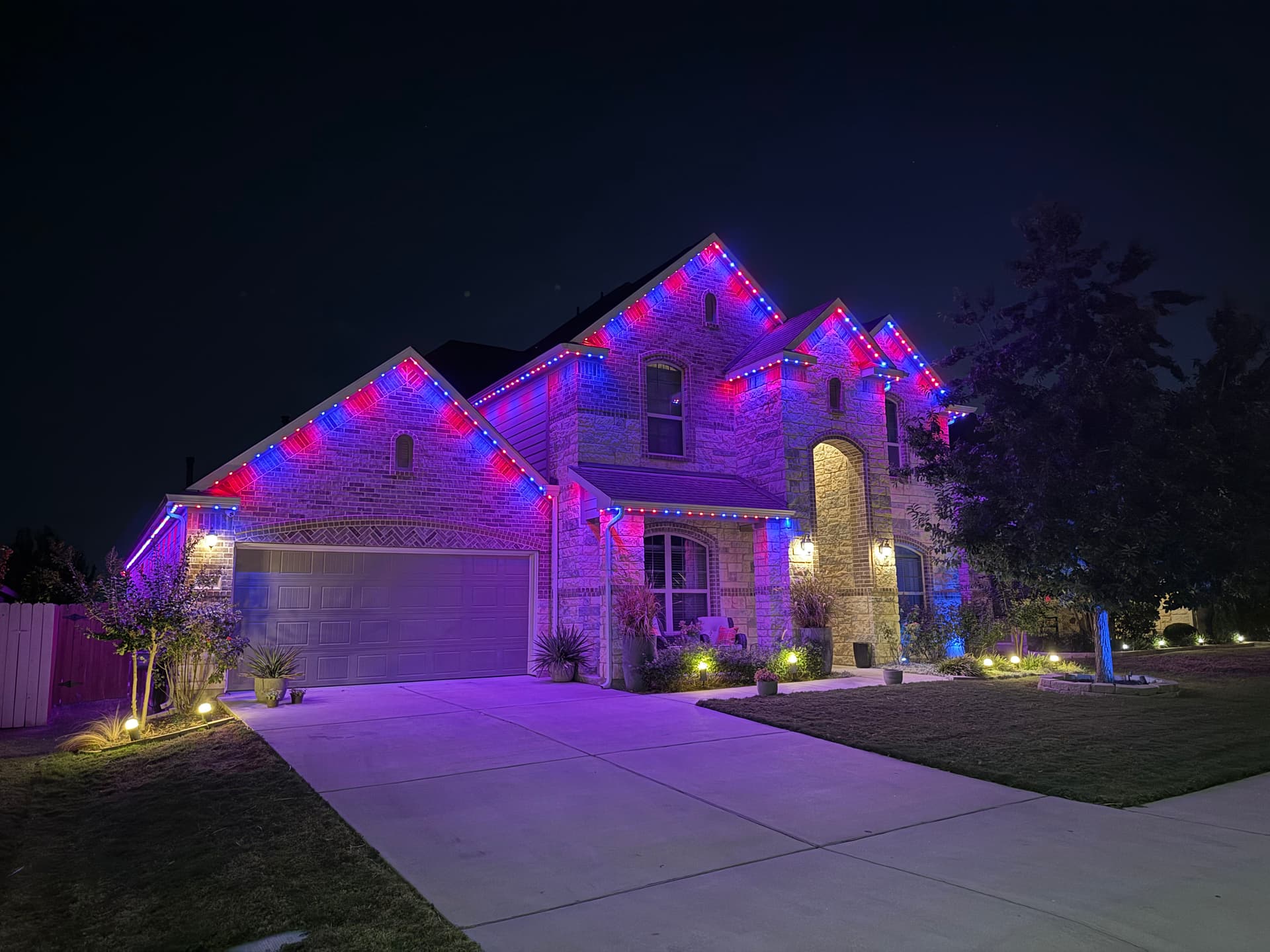 Gallery photos for Permanent Architectural Lighting on a Dark Brick Home in Rosemount: Image #1