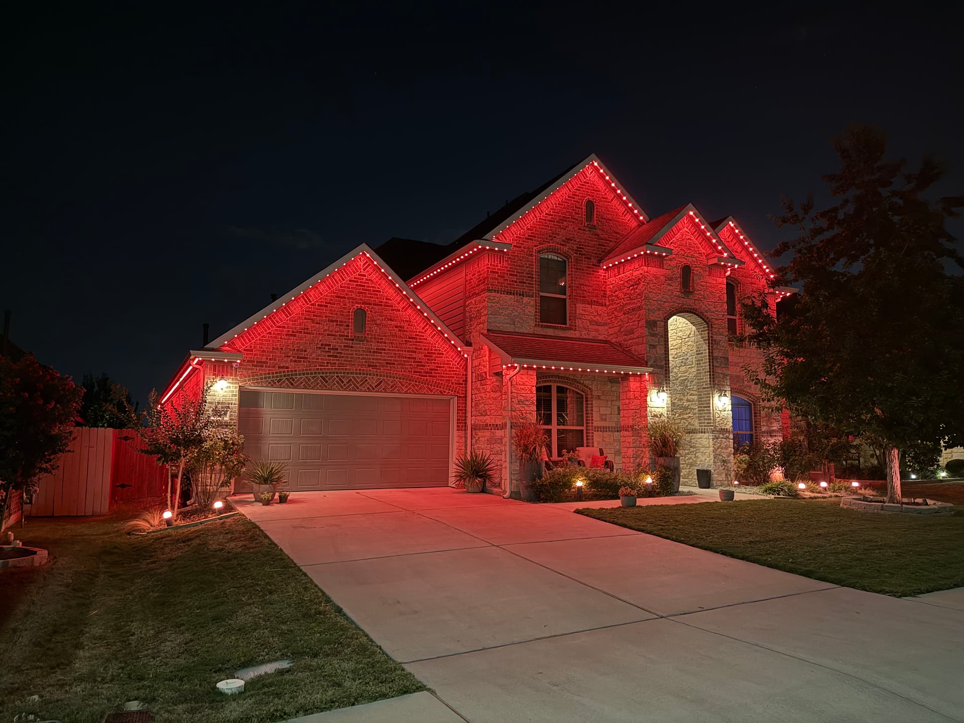 Gallery photos for Permanent Architectural Lighting on a Dark Brick Home in Rosemount: Image #2